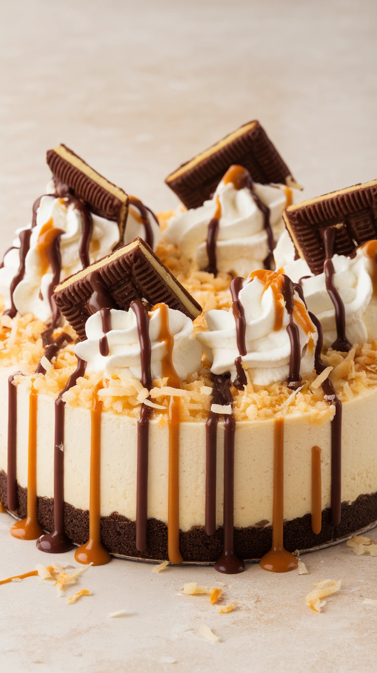 Toasted Coconut Samoa Cheesecake