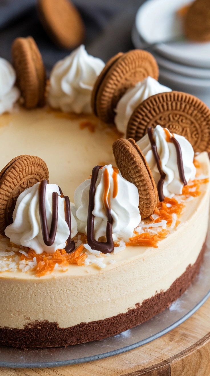 Samoa Caramel Coconut Cheesecake