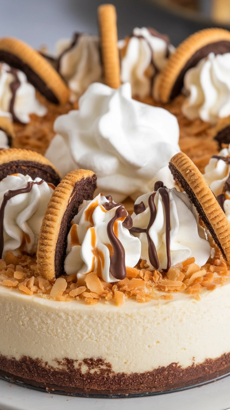 Easy Samoa Cookie Cheesecake