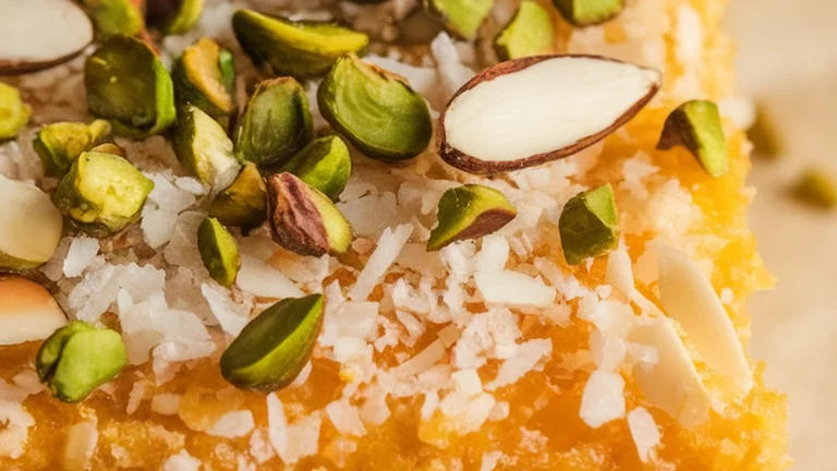 Semolina Coconut Cake with Lemon Sugar Syrup - Featured