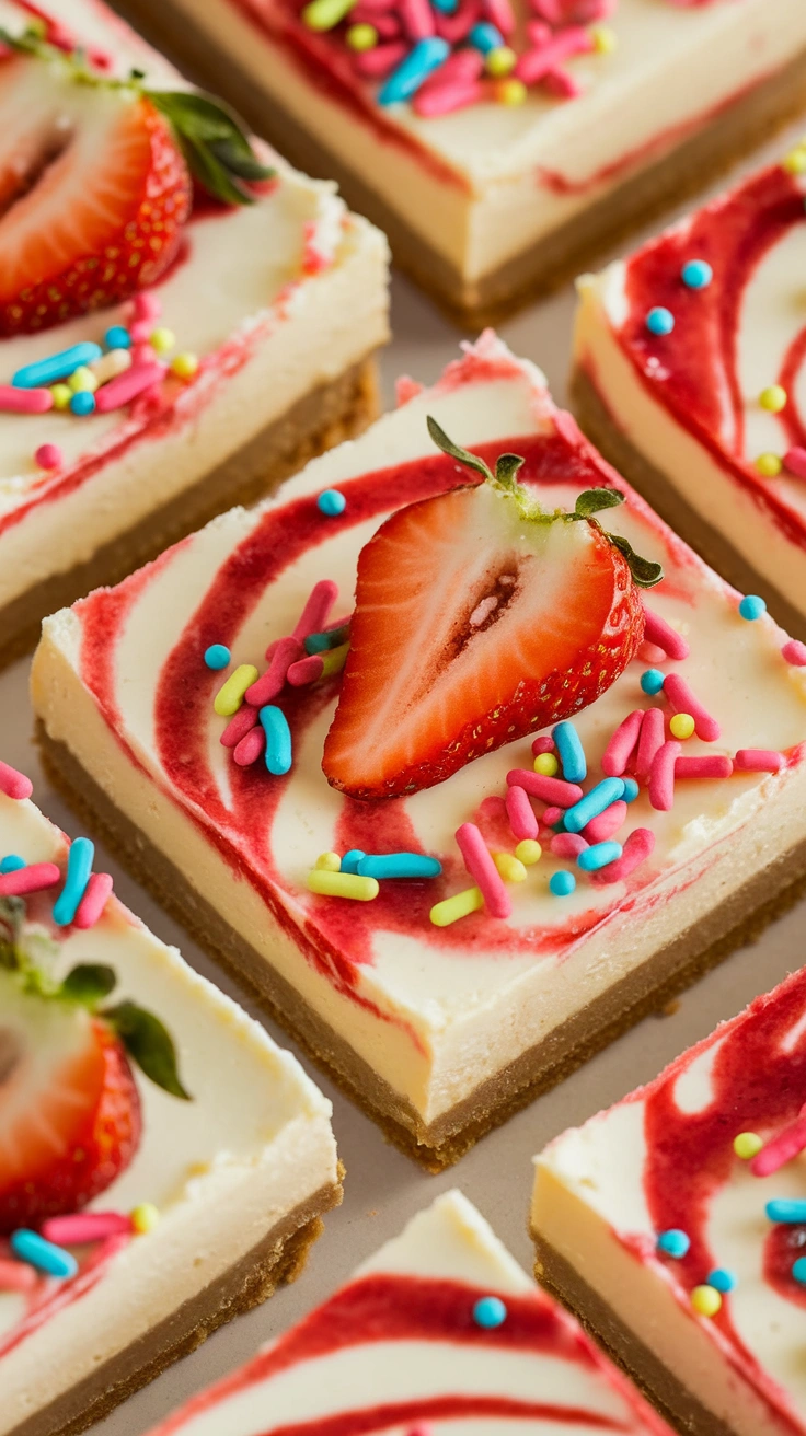 Layered Strawberry Cheesecake Bars