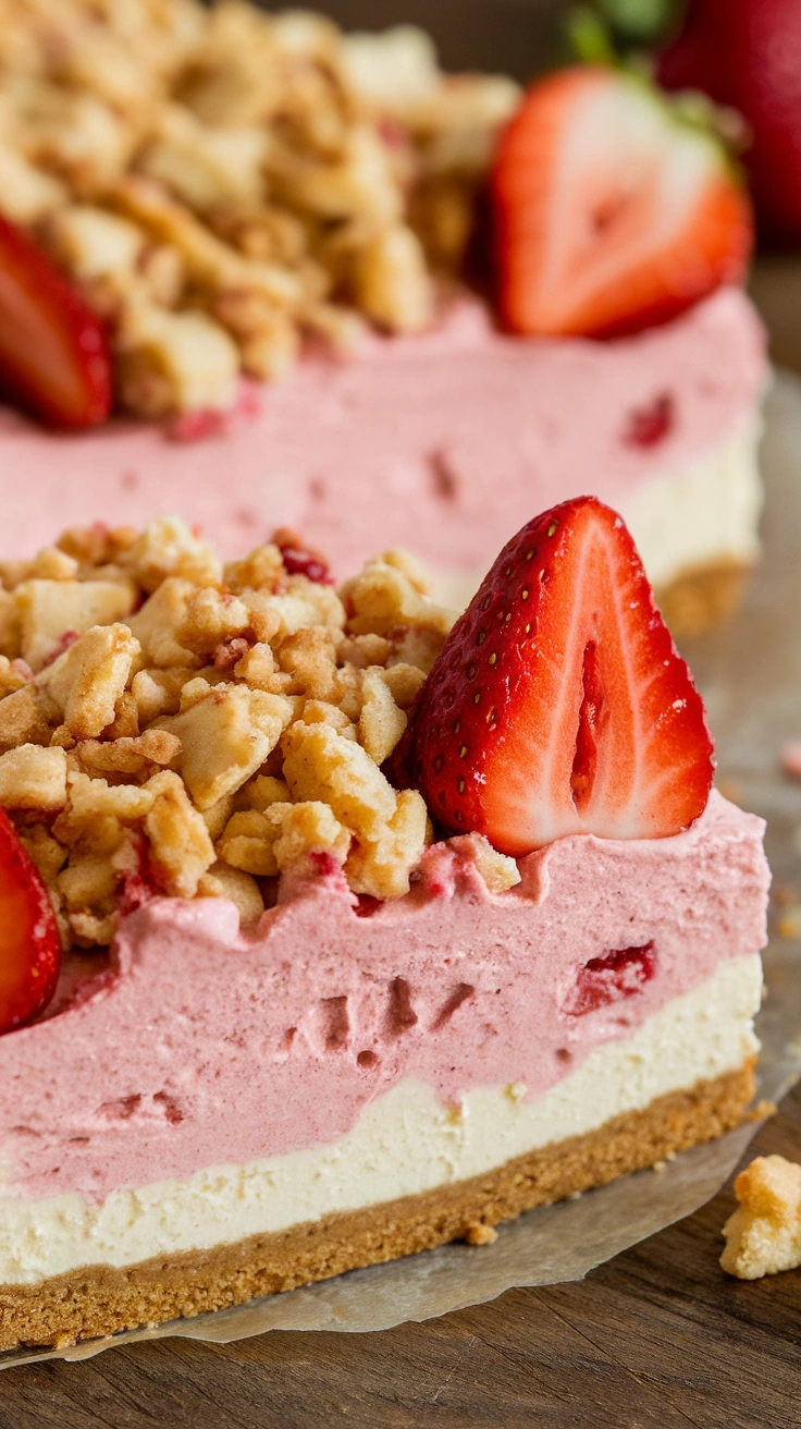 No-Bake Strawberry Crunch Cheesecake