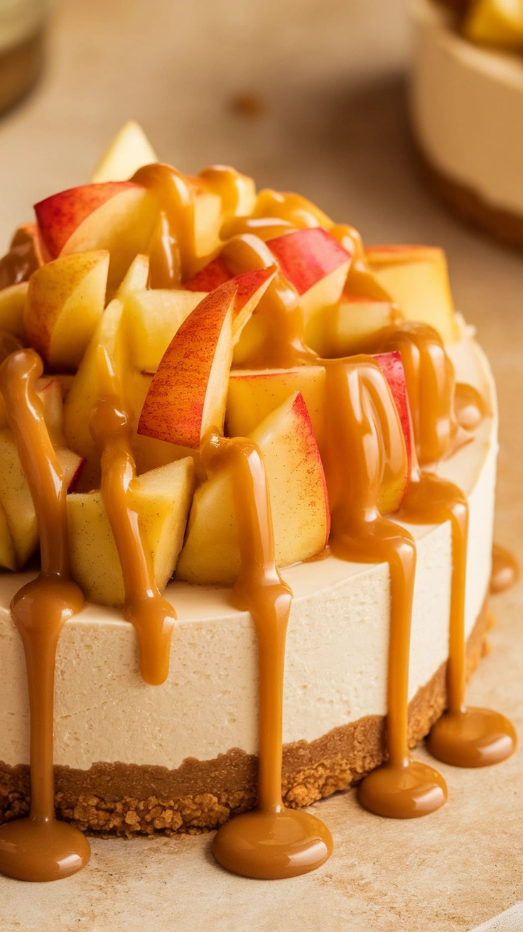 Caramel Apple No Bake Cheesecake
