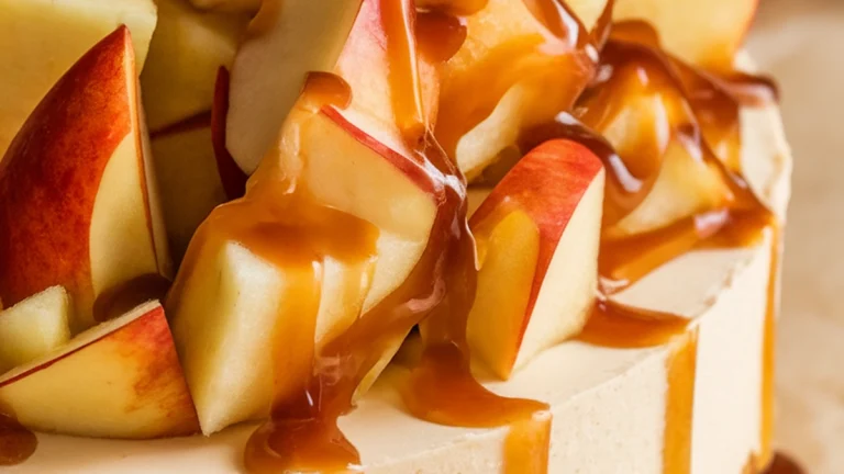 The Best Caramel Apple No Bake Cheesecake - Featured