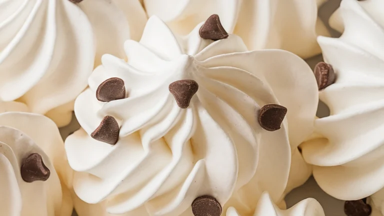 Vanilla Meringue Cookies with Chocolate Chips - Featured