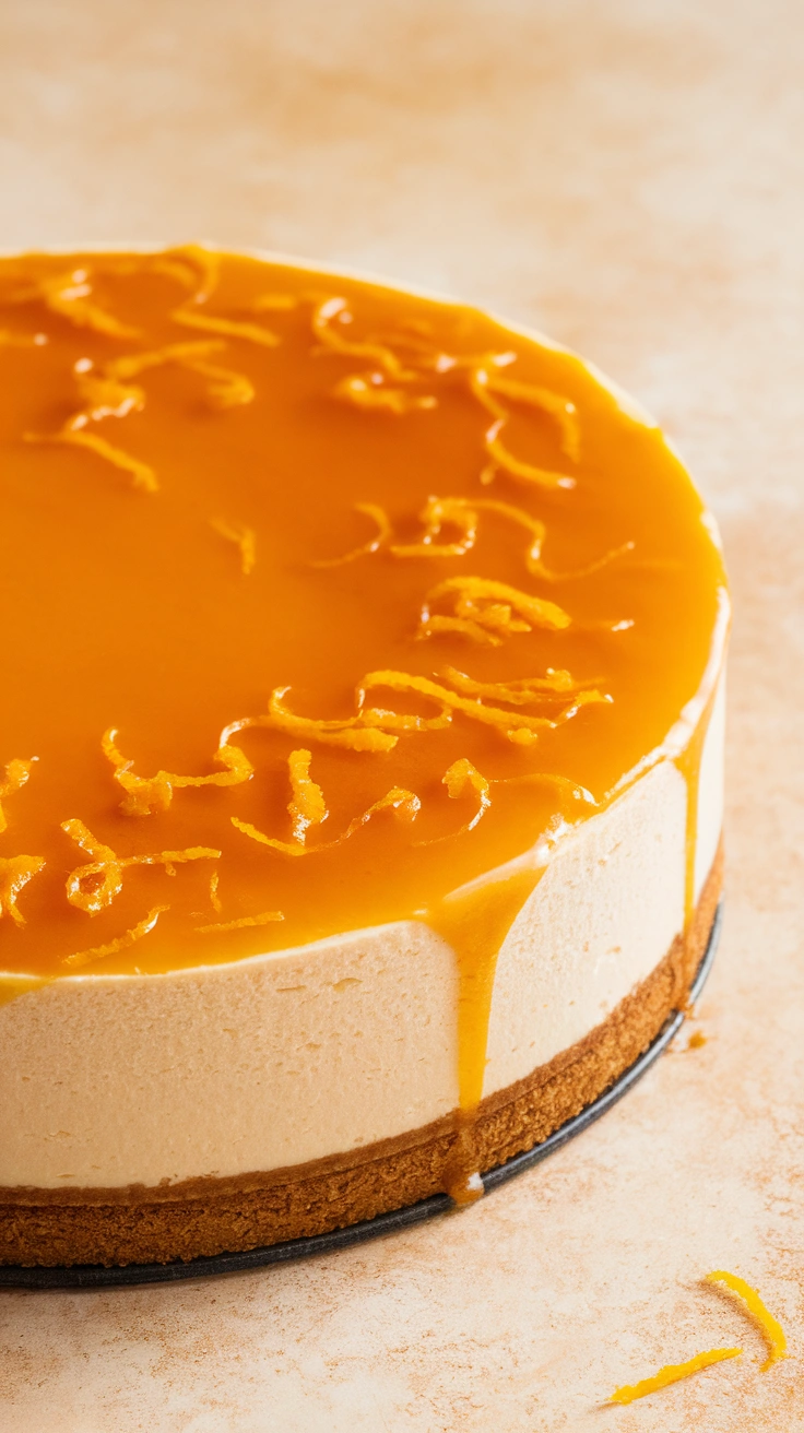 Vanilla Orange Cheesecake with Fresh Orange Glaze