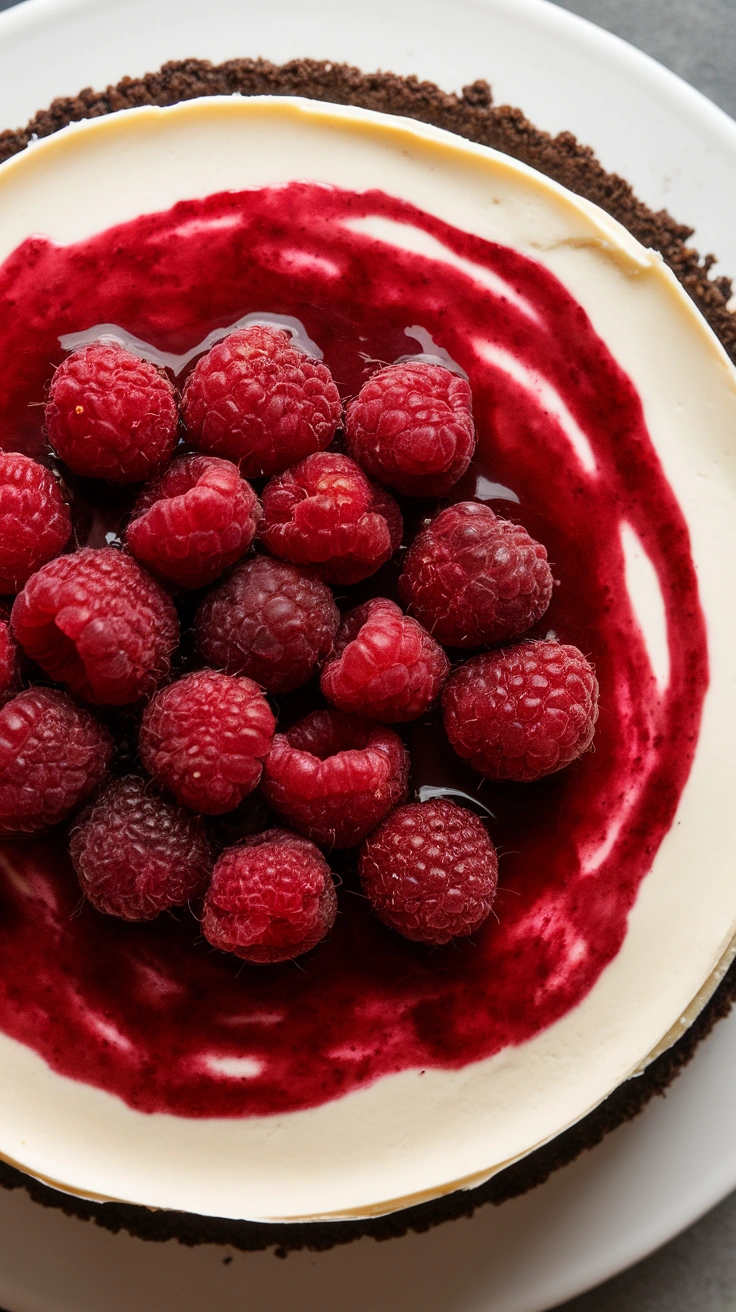 Baked White Chocolate Raspberry Cheesecake