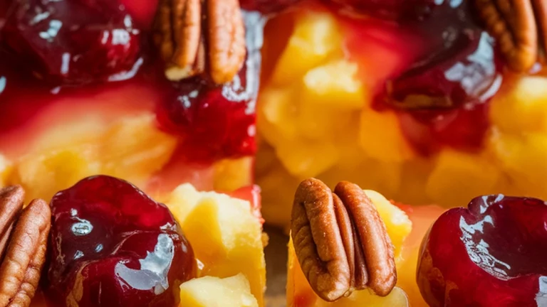 Yellow Cake with Cherry Pineapple and Pecans - Featured