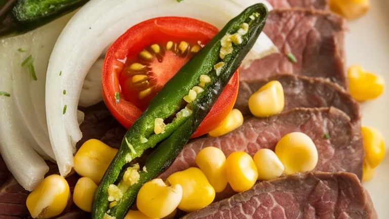 Beef Tongue with Chiles, Corn and Tomato (Lengua de Res) - Featured