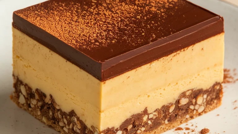Chocolate and Custard Layered Dessert (Nanaimo Bar) - Featured