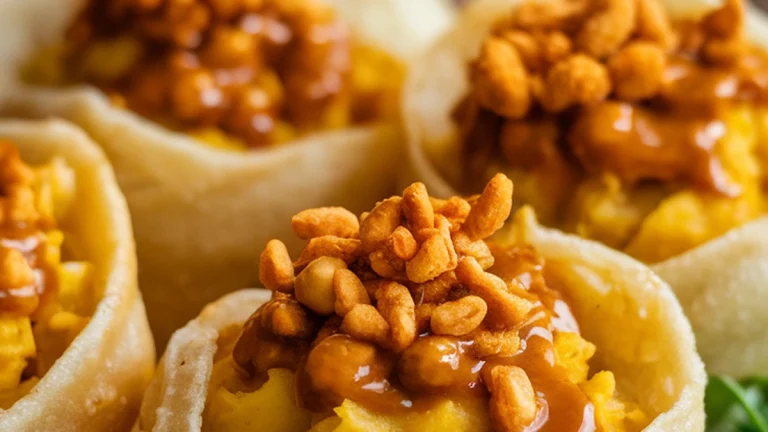 Bread Filled with Potato Curry (Pani Puri) - Featured